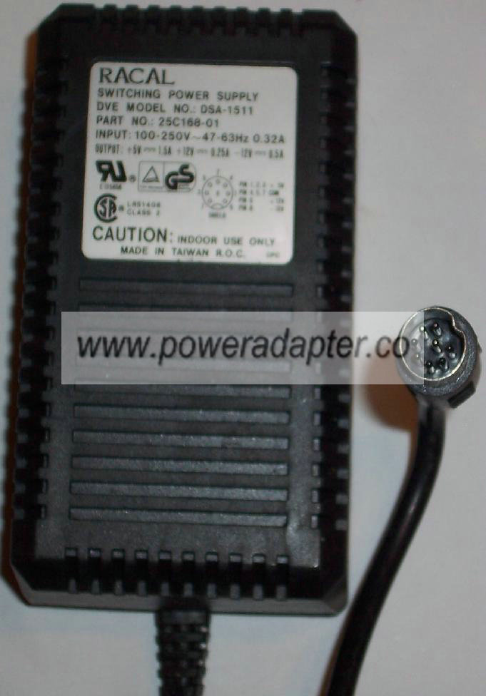 RACAL DSA-1511 AC ADAPTER 5VDC 1.5A 12V 0.25A -12V 0.5A POWER - Click Image to Close